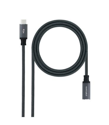 Nanocable Cable Prolongador USB-C 3.2 Macho a USB-C 3.2 Hembra - Gen2x2 20Gbp - 100W 5A - 4K 60Hz - 2 Metros - Mallado - Color..