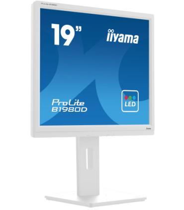 MONITOR IIYAMA 19" B1980D-W5, 1280 x 1024, 60HZ, 5 MS, VGA, DVI, REG ALT, GIRO, INCL, PIVOT, BLANCO