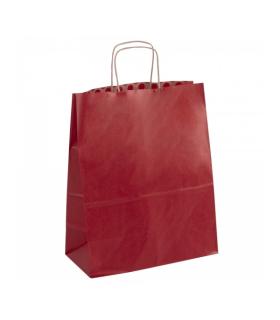 Apli Pack de 50 Bolsas Kraft - Alta Resistencia - Asas Rizadas - Reutilizables y Reciclables - Color Rojo