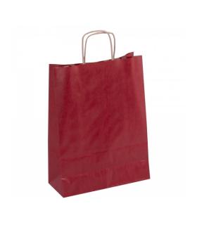 Apli Pack de 50 Bolsas Kraft - Alta Resistencia - Asas Rizadas - Reutilizables y Reciclables - Color Rojo
