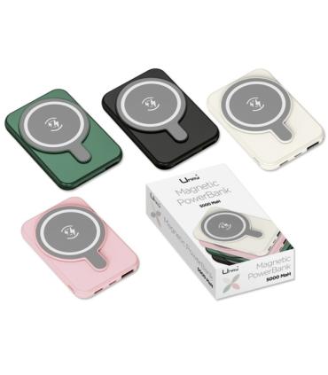 Umay Magnetic Powerbank Magnetica 5000mAh - Salidas USB e Inalambrica - Colores Surtidos Aleatorios