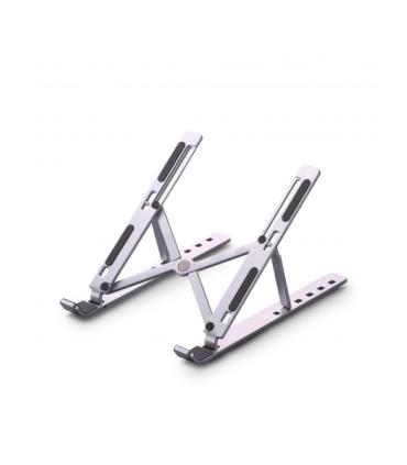 Urban Factory Ergo Soporte para Portatil - 6 Niveles de Altura - Plegable - Bolsa para Guardar el Soporte - Color Plata