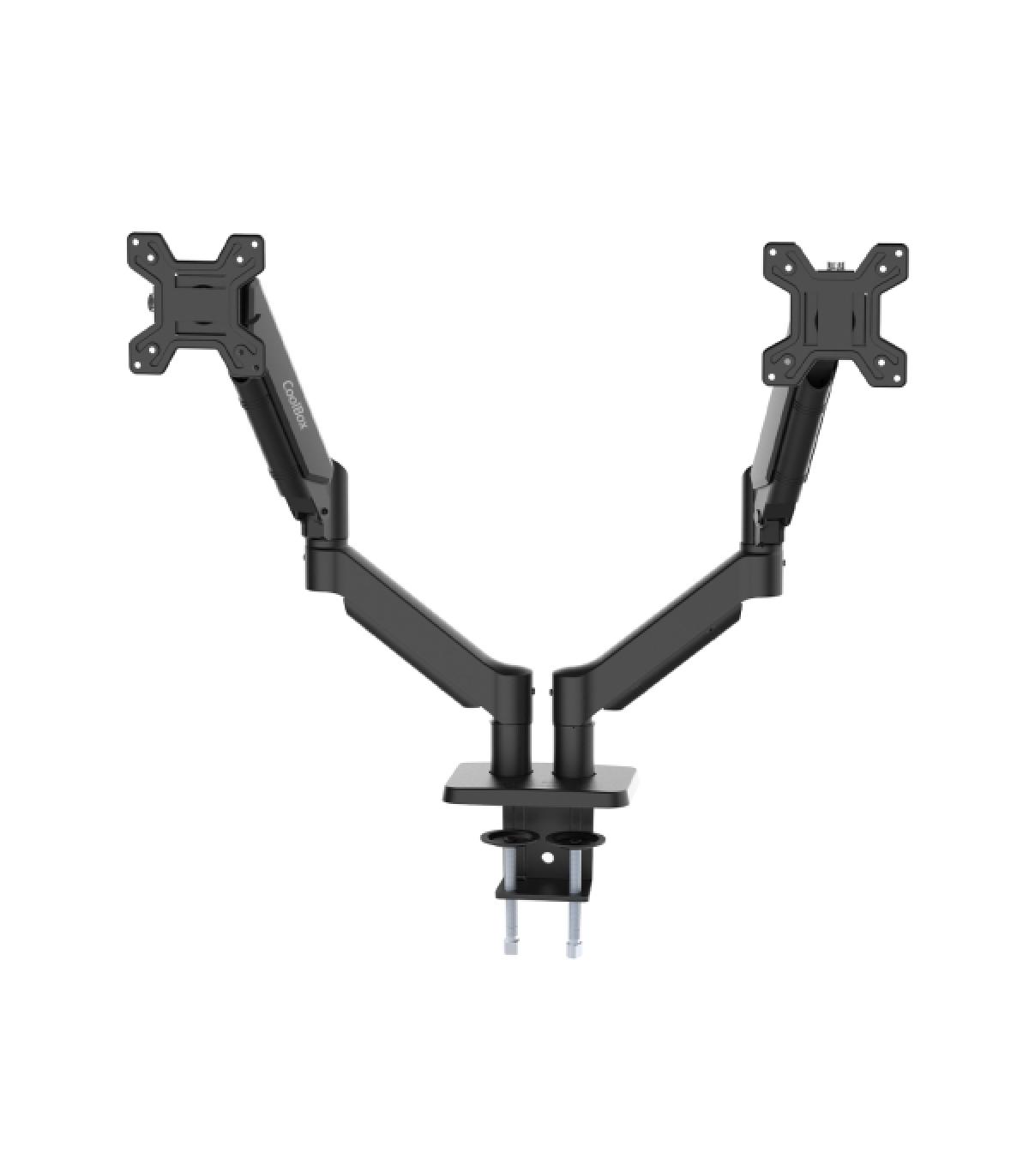 Coolbox M02D Soporte de Mesa con Brazos Articulados para 2 Monitores Hasta 32" - Giratorio e Inclinable - Piston de Gas - Peso..