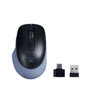 Ewent EW3243 Raton Inalambrico USB 3200dpi - 6 Botones - 2,4Ghz y Bluetooth - Uso Diestro - Color Negro/Gris