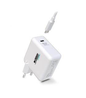 Urban Factory Cyclee Cargador de Pared USB-C GaN de 65W - Diseño Ecologico - Cable USB-C/USB-C de 2m - Color Blanco