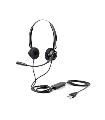 Urban Factory Movee Auriculares Supraaurales de Diadema - Mando a Distancia - Conexion USB-A Plug & Play - Color Negro