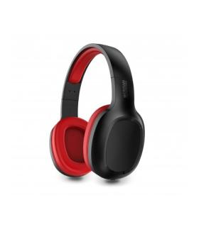 Urban Factory Movee Auriculares Supraaurales de Diadema - Bluetooth 5.1 - Recargables - Color Negro / Rojo