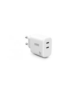 Urban Factory Potencia Cargador USB-C GaN de 65W - 1 Puerto USB-C de 45W + 1 Puerto USB-C de 20W - Color Blanco