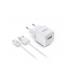 Urban Factory Powee Cargador de Pared USB-A 2.4 A/12W - Cable USB-A a USB-C de 1m - Color Blanco