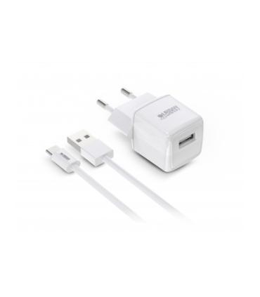 Urban Factory Powee Cargador de Pared USB-A 2.4 A/12W - Cable USB-A a USB-C de 1m - Color Blanco