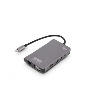 Urban Factory Hubee Plus HUB 10 en 1 - USB-C Macho - Hembra: USB-C/USB-A/HDMI/SD/MSD/JACK 3.5mm/RJ45/VGA Hembra - Color Gris Met