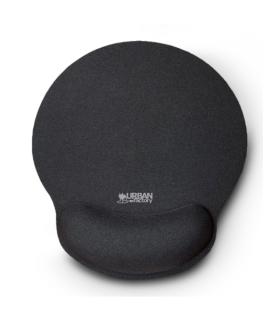 Urban Factory Softee Alfombrilla Raton Ergonomica con Reposamuñecas - Base Antideslizante - Medidas 25*22cm - Color Negro