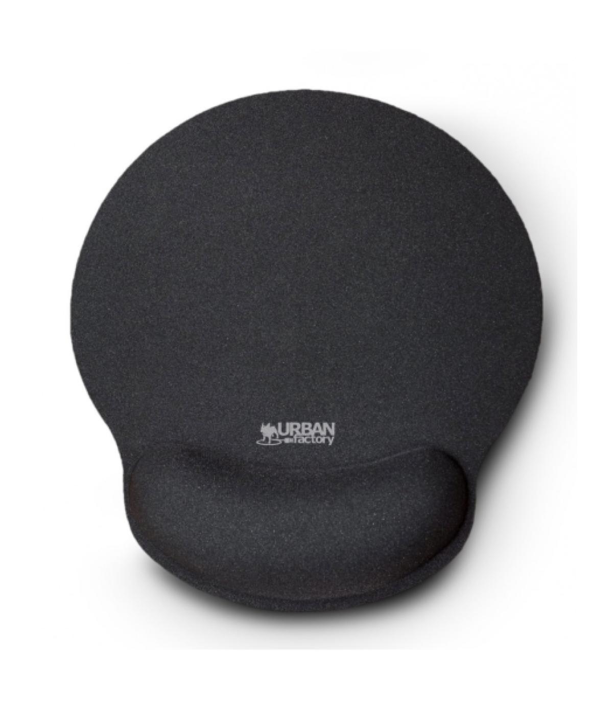Urban Factory Softee Alfombrilla Raton Ergonomica con Reposamuñecas - Base Antideslizante - Medidas 25*22cm - Color Negro