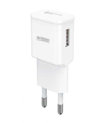 Urban Factory Cargador de Pared USB 3A - Qualcomm 3.0 - Enchufe UE - Color Blanco