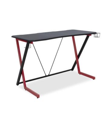 Urban Factory Ergo Mesa Gaming 120x60x75cm - Acabado en Carbono - Espesor 18mm - Gancho para Auriculares y Portavasos - Color Ne