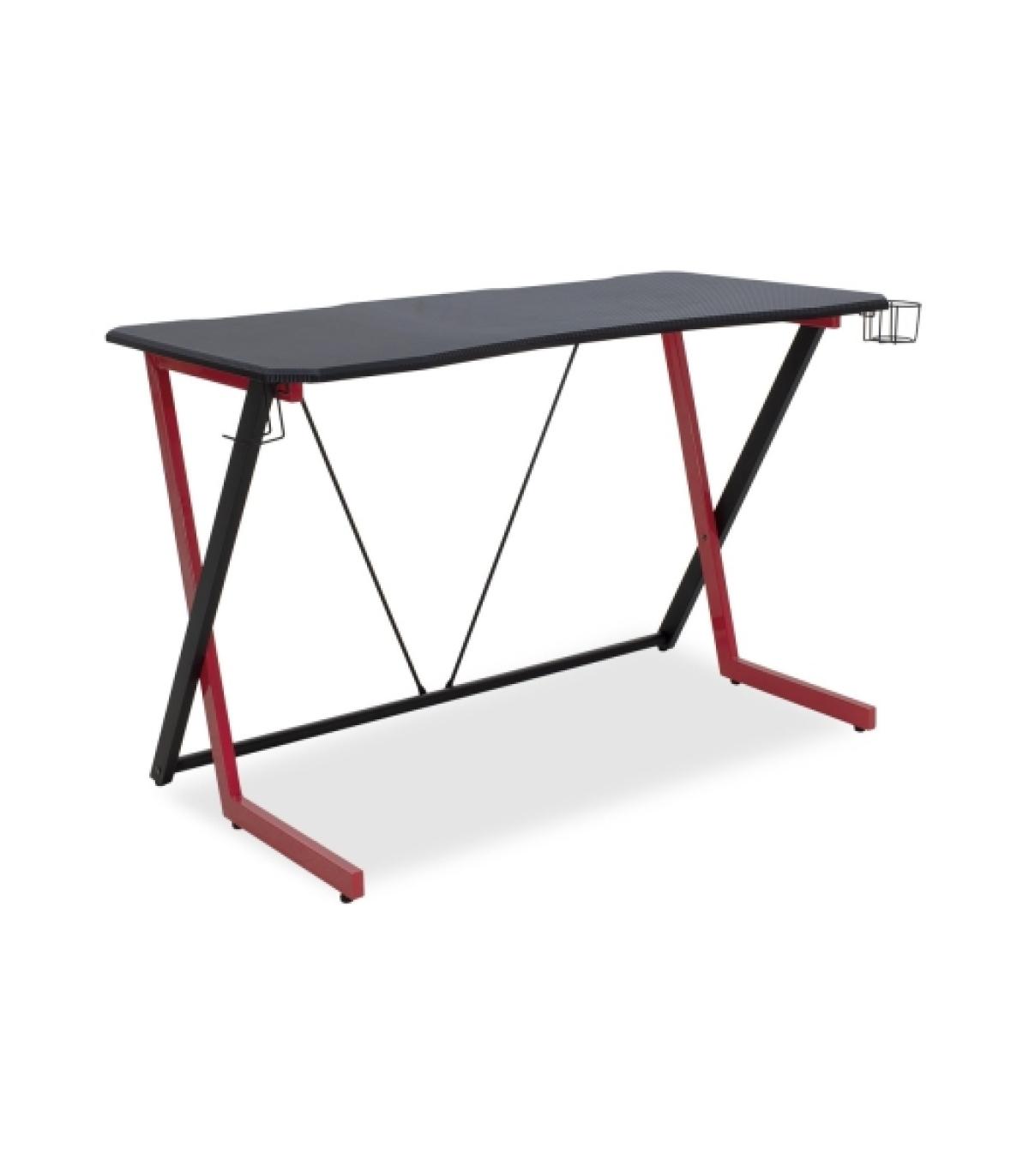 Urban Factory Ergo Mesa Gaming 120x60x75cm - Acabado en Carbono - Espesor 18mm - Gancho para Auriculares y Portavasos - Color Ne