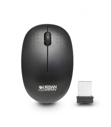 Urban Factory Raton Inalambrico 2.4Ghz - 1000dpi - Receptor USB-A - Adaptador a USB-C - Uso Ambidiestro - Color Negro