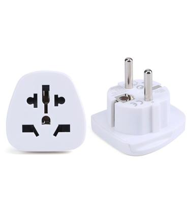 Urban Factory Travelee Adaptador de Viaje Universal - Conexion Entrada Internacional - Conexion Salida UE - Color Blanco