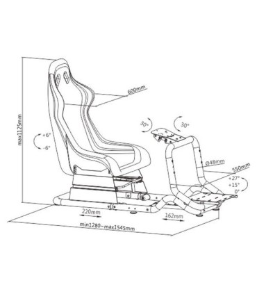Cromad Pro R3 Asiento Simulador de Carreras - Soporte para Pedales y Volante - Totalmente Ajustable - Robusto - Peso Max. 130kg