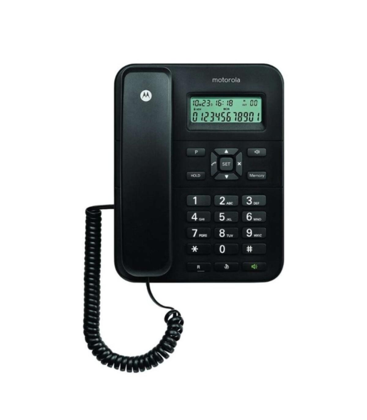 Motorola CT202 Telefono Fijo - Manos Libres - Identificador de Llamadas - Color Negro