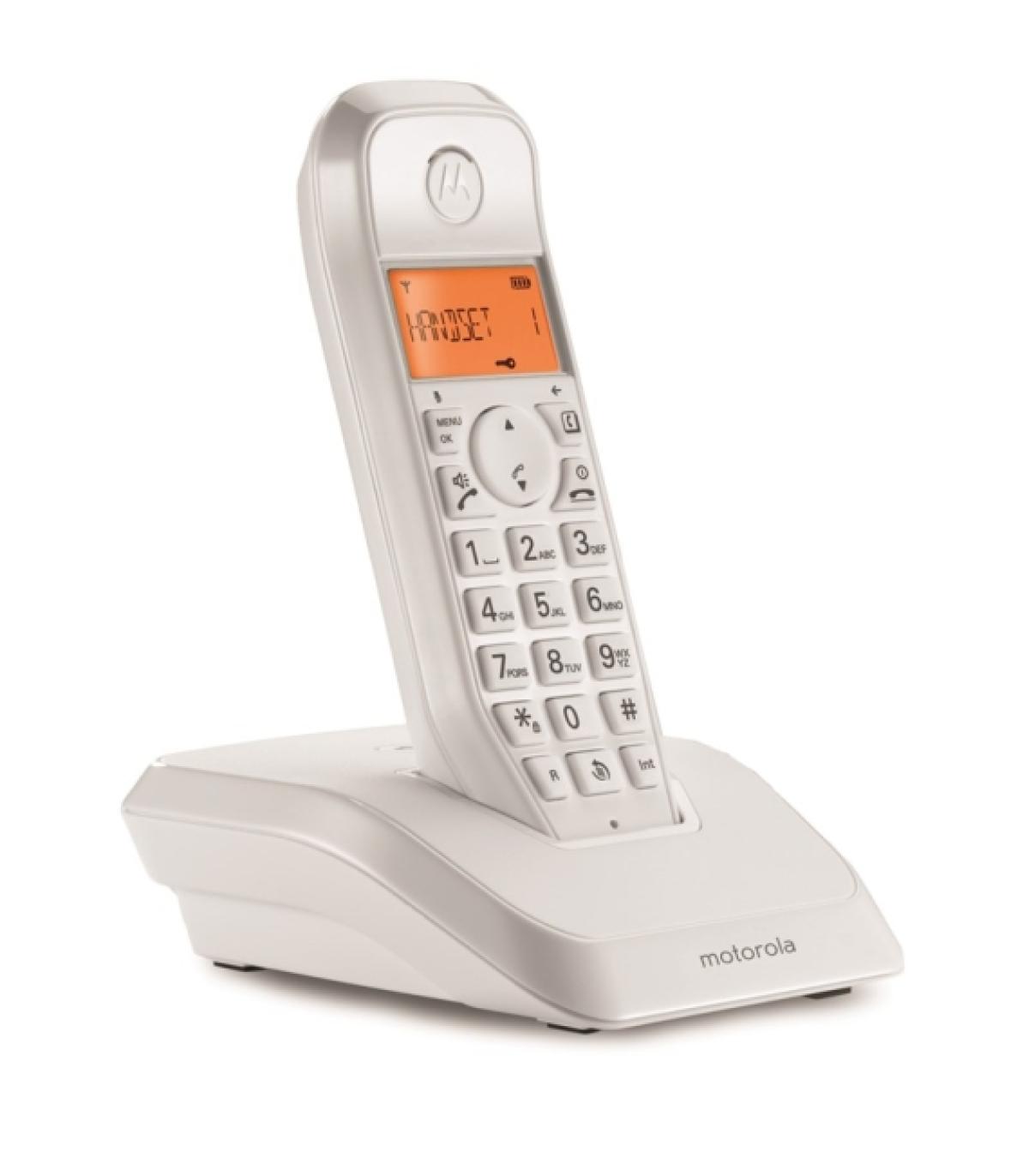 Motorola S1201 Telefono Inalambrico Dect - Identificador de Llamada - Contestador - Manos Libres - Color Blanco