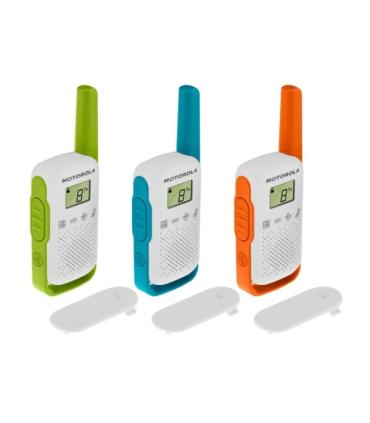 Motorola T42 Pack 3 Walkie Talkies - 16 Canales PMR446 - Alcance hasta 4Km - Autonomia hasta 18h