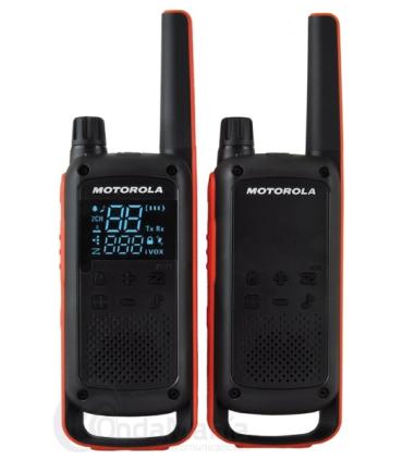 Motorola T82 Pack 2 Walkie Talkies - 16 Canales PMR446 + 121 Codigos - Alcance de hasta 10km - Autonomia hasta 18h - Color Negro