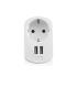 Ewent Cargador de Pared 2xUSB-A + Toma de Corriente - 17W - Color Blanco