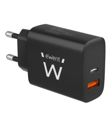 Ewent Cargador de Pared USB-C/PD + USB-A/QC 20W - Color Negro