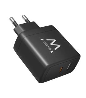 Ewent EW1330 Cargador GaN Universal de Pared 65W Ultrarapido - 1x USB-C PD 3.0 & PPS, 1x USB-A QC 3.0 - Color Negro
