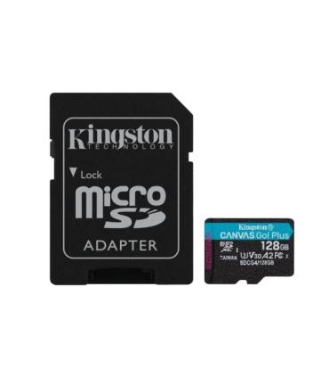 Kingston Tarjeta Micro SDXC 128GB UHS-I U3 V30 Clase 10 200MB/s Canvas Go Plus con Adaptador