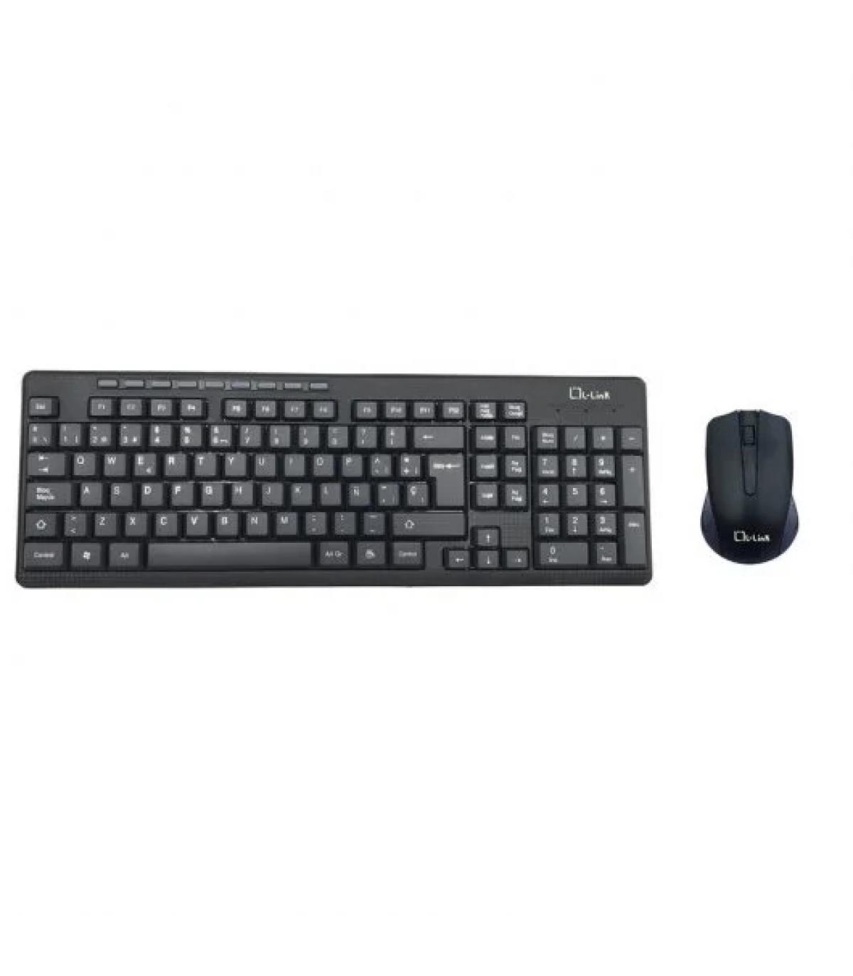 L-Link Pack Inalambrico USB Teclado + Raton 1200dpi 3 Botones - Uso Ambidiestro - Color Negro