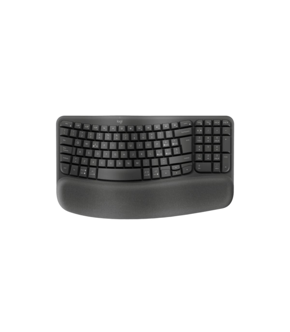 Logitech Wave Keys Teclado Inalambrico Ondulado - Indicadores Luminosos - Patas Ajustables - Autonomia hasta 36 Meses - Reposa..