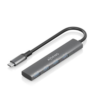 Aisens Hub USB-C Ultra Delgado - 1xUSB3.1 Gen1 + 4xUSB3.0 - Alta Velocidad 5 Gbps - Alimentacion USB-C - Cable 15cm - Color Gris
