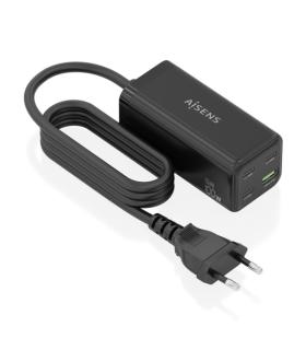 Aisens Cargador GAN 100W - 3xUSB-C PD3.0, QC4.0, QC5.0 - 1xUSB-A QC3.0 - Cable 1.4 Metros - Color Negro