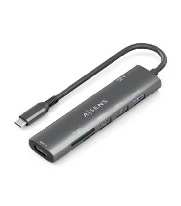 Aisens USB-C Dock 7 en 1 - USB-C a 1xHDMI - 2xUSB-A 2.0 - 1xUSB-A 3.0 - 1xUSB-C 100W - 1xSD - 1xMicroSD - 15cm - Color Gris