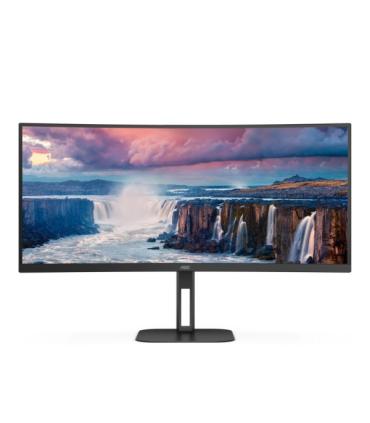 AOC Monitor 34" Curvo LED VA WQHD 100Hz FreeSync - Respuesta 1ms - Altura e Inclinacion Ajustables - Altavoces 10W - Angulo..