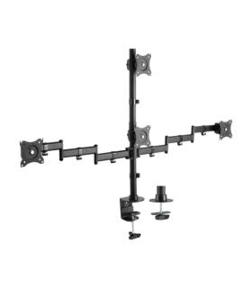 Aisens Soporte de Mesa Eco Giratorio e Inclinable para 4 Monitores 10Kg (4 Pivotes - 2 Brazos) de 13-27" - Color Negro