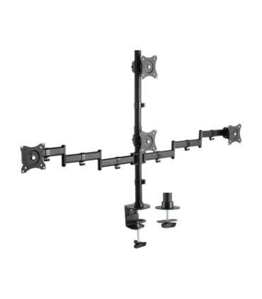 Aisens Soporte de Mesa Eco Giratorio e Inclinable para 4 Monitores 10Kg (4 Pivotes - 2 Brazos) de 13-27" - Color Negro