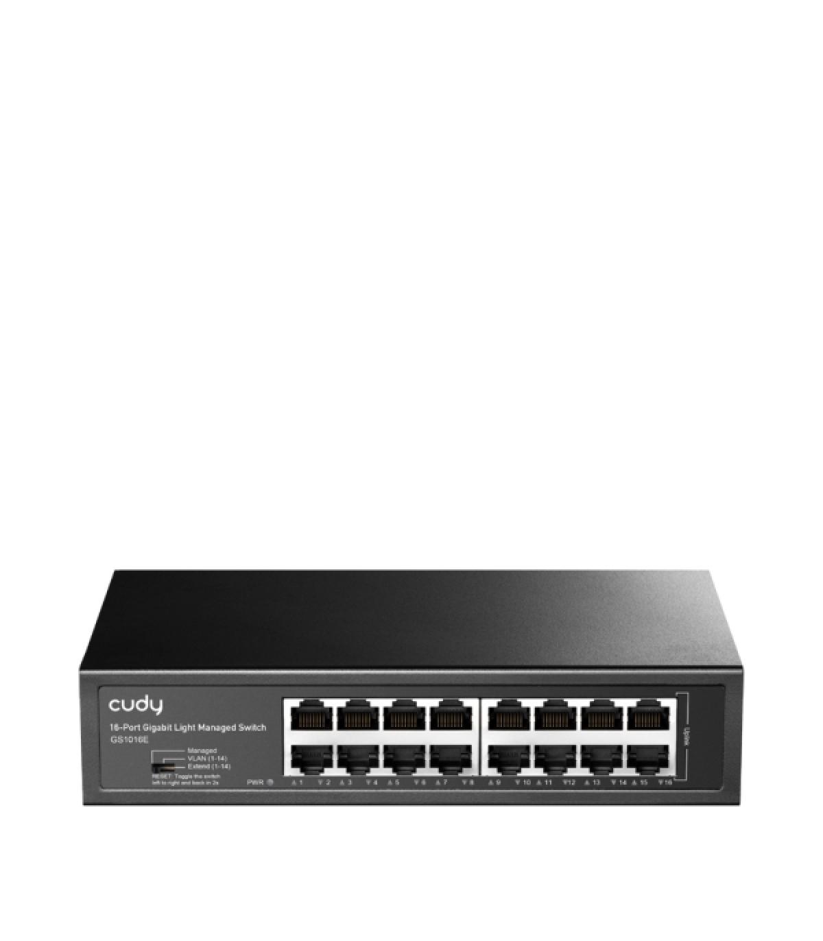 Cudy Switch Gigabit de 16 Puertos - Facil Administracion - Carcasa de Metal para Montaje en Rack - Plug and Play - Kit de Montaj