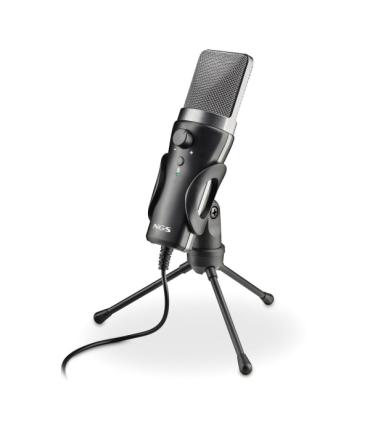 NGS MS120USB Microfono USB para Streaming - Configuracion Ajustable - Grabacion Cardioide - Puerto de Monitorizacion de Auricula