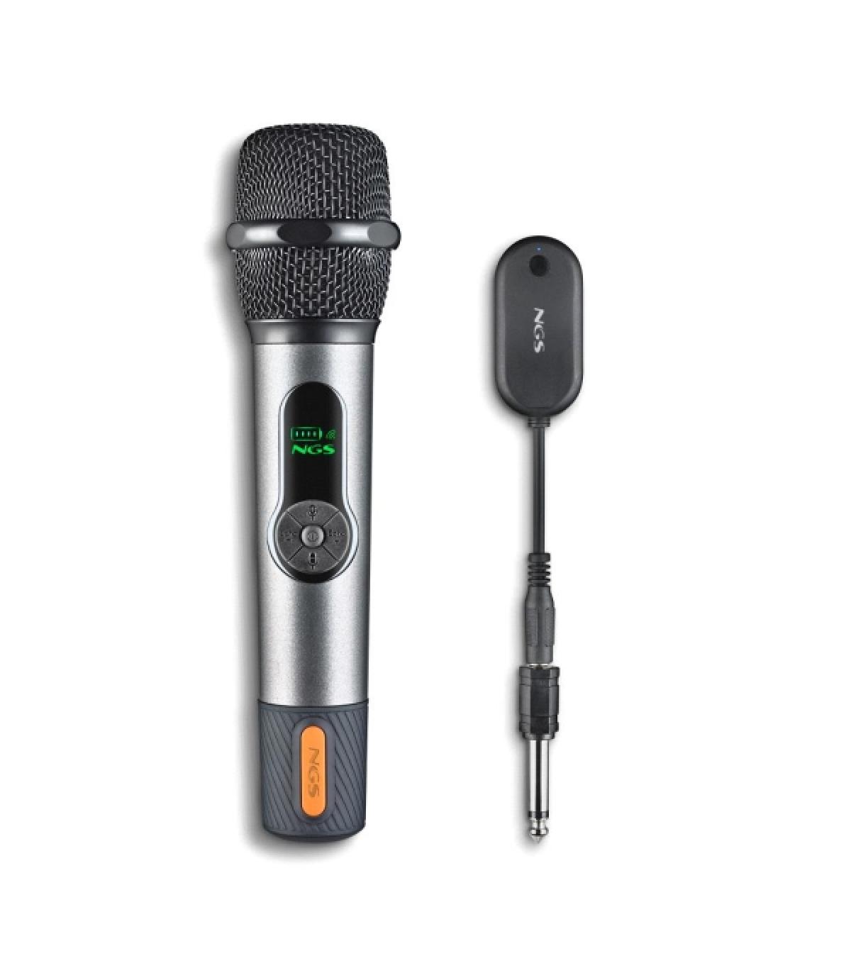 NGS SingerStar Microfono Inalambrico Vocal - Tipo Dinamico - Sonido Potente y Claro - Entrada Jack 3.5 y Adaptador Jack 6.3 - Al