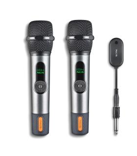 NGS SingerStar Duo Kit 2 Microfono Inalambrico Vocal - Tipo Dinamico - Sonido Potente y Claro - Entrada Jack 3.5 y Adaptador Jac