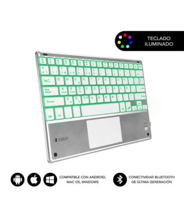 Subblim Teclado Retroiluminado Ultrafino SMART BT - TouchPad - Iluminación Hasta 7 Colores Ajustables - Bluetooth 3.0 - Autonomi