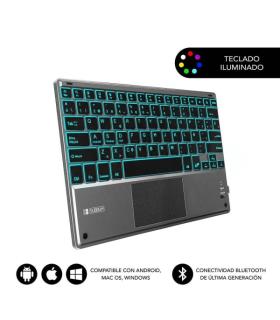 Subblim Teclado Retroiluminado Ultrafino SMART BT - TouchPad - Iluminación Hasta 7 Colores Ajustables - Bluetooth 3.0 - Autonomi