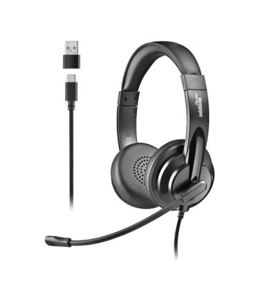 NGS VOX605-C Auriculares USB-C con Microfono - Microfono Regulable y Flexible - Almohadillas y Diadema Acolchadas - Diadema Ajus