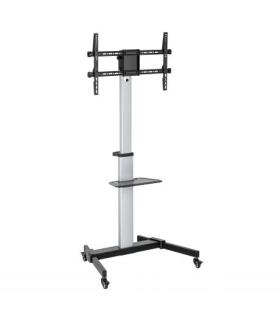 Ewent EW1583 Soporte de Suelo para TV de 37 a 86" - Bandeja Multiusos - Peso Max. 50kg - Altura, Inclinacion y Rotacion Ajustabl