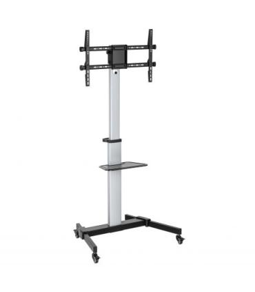 Ewent EW1583 Soporte de Suelo para TV de 37 a 86" - Bandeja Multiusos - Peso Max. 50kg - Altura, Inclinacion y Rotacion Ajustabl