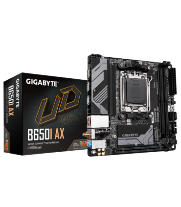 GIGABYTE B650I AX Placa base - AMD Ryzen serie 9000, VRM de 5+2+1 fases, hasta 6400 MHz DDR5 (OC), 1xPCIe 4.0 M.2, LAN 2,5 GbE..