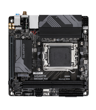 GIGABYTE B650I AX Placa base - AMD Ryzen serie 9000, VRM de 5+2+1 fases, hasta 6400 MHz DDR5 (OC), 1xPCIe 4.0 M.2, LAN 2,5 GbE..